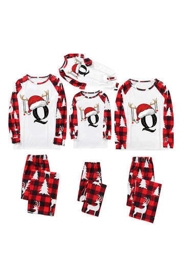 Conjunto de pijama de pajarito con estampado de sombrero de ciervo rojo y blanco